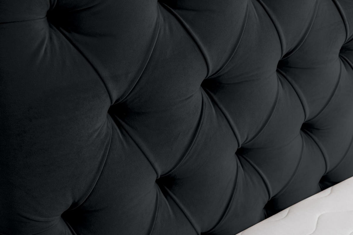 POLSTERBETT CHESTERFIELD mit Bettkasten Velour Stoff 180 x 200 cm - Schwarz, Holzwerkstoff (180/200cm) - VENASI MÖBEL