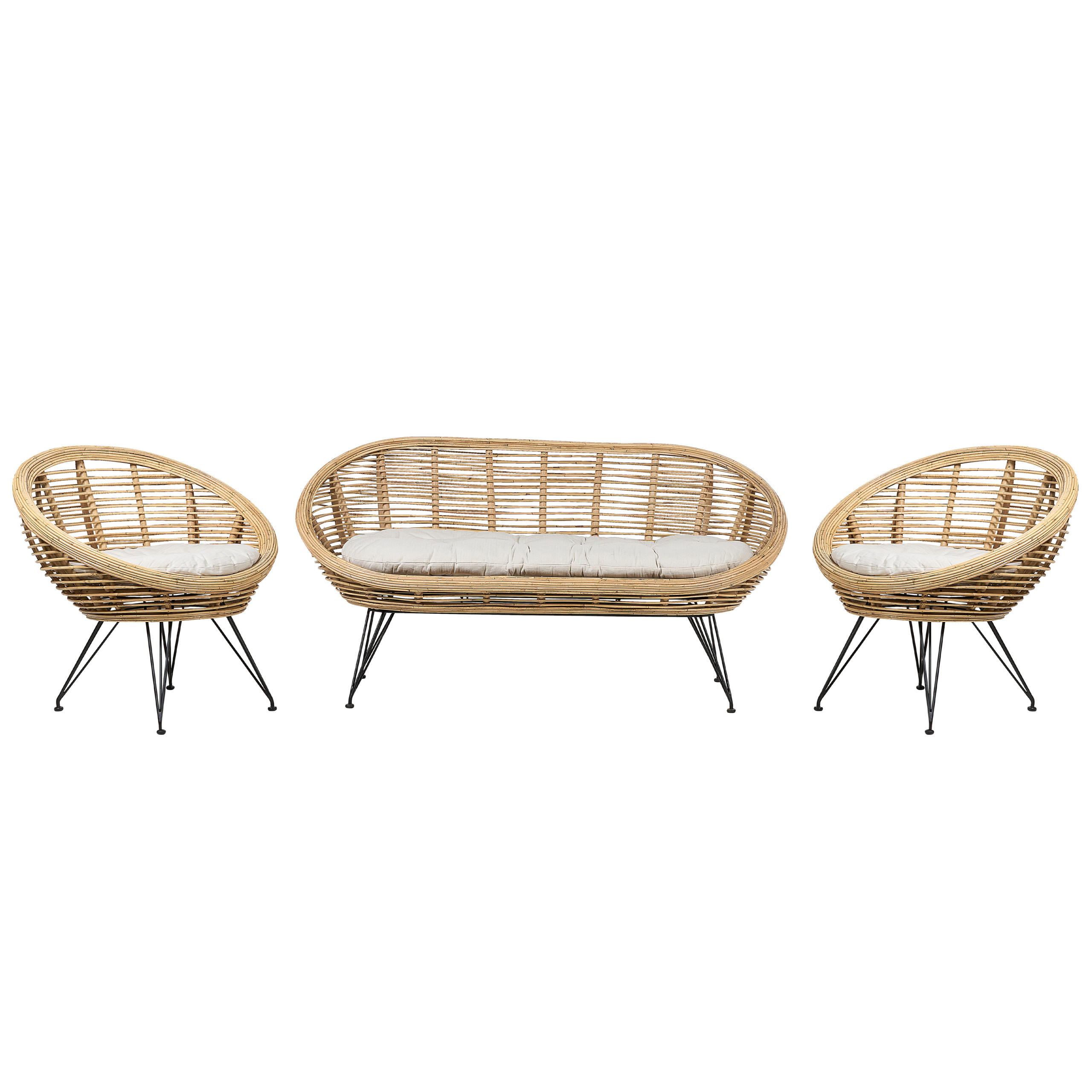 LOUNGE-SET 4-sitzer Rattan Natürlich Maratea - Naturfarben, Naturmaterialen - Beliani