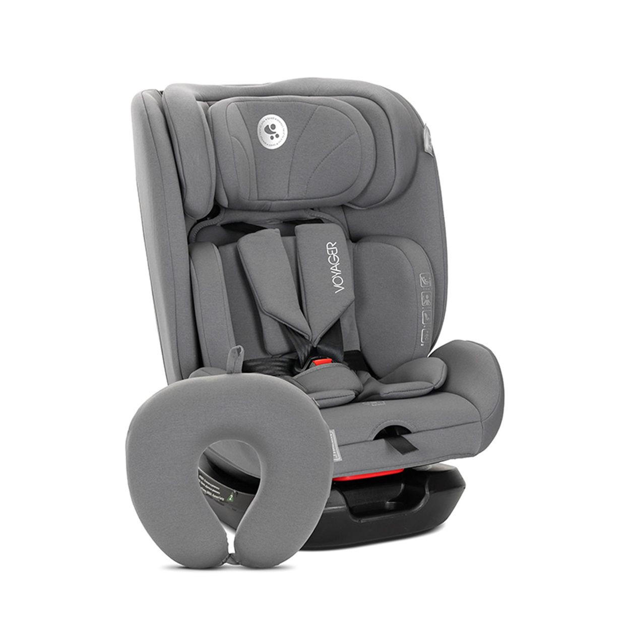 KINDERSITZ Voyager i-Size grau (40-150 cm) Nackenkissen, Kopfstütze, Gurt - Grau, Textil (43/75/46cm) - Lorelli