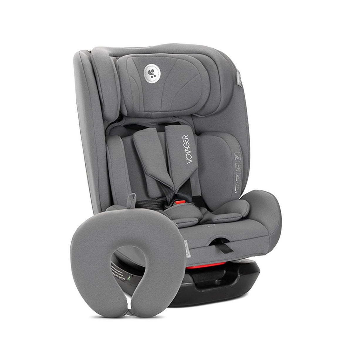 KINDERSITZ Voyager i-Size grau (40-150 cm) Nackenkissen, Kopfstütze, Gurt - Grau, Textil (43/75/46cm) - Lorelli
