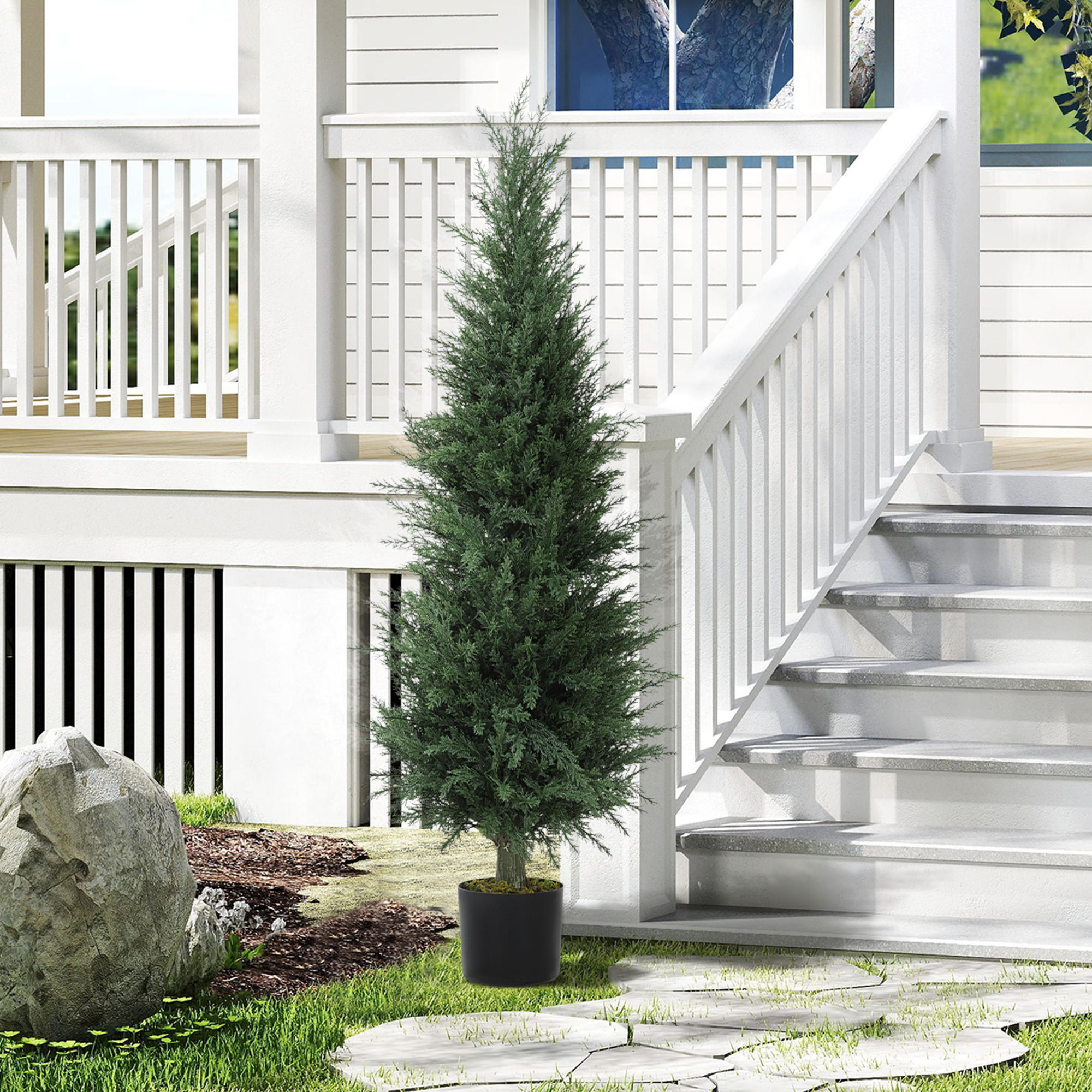 KÜNSTLICHE Zypresse groß 120 cm Kunstpflanze, künstliche Pflanzen im Topf - Grün, Kunststoff (120cm) - HOMCOM