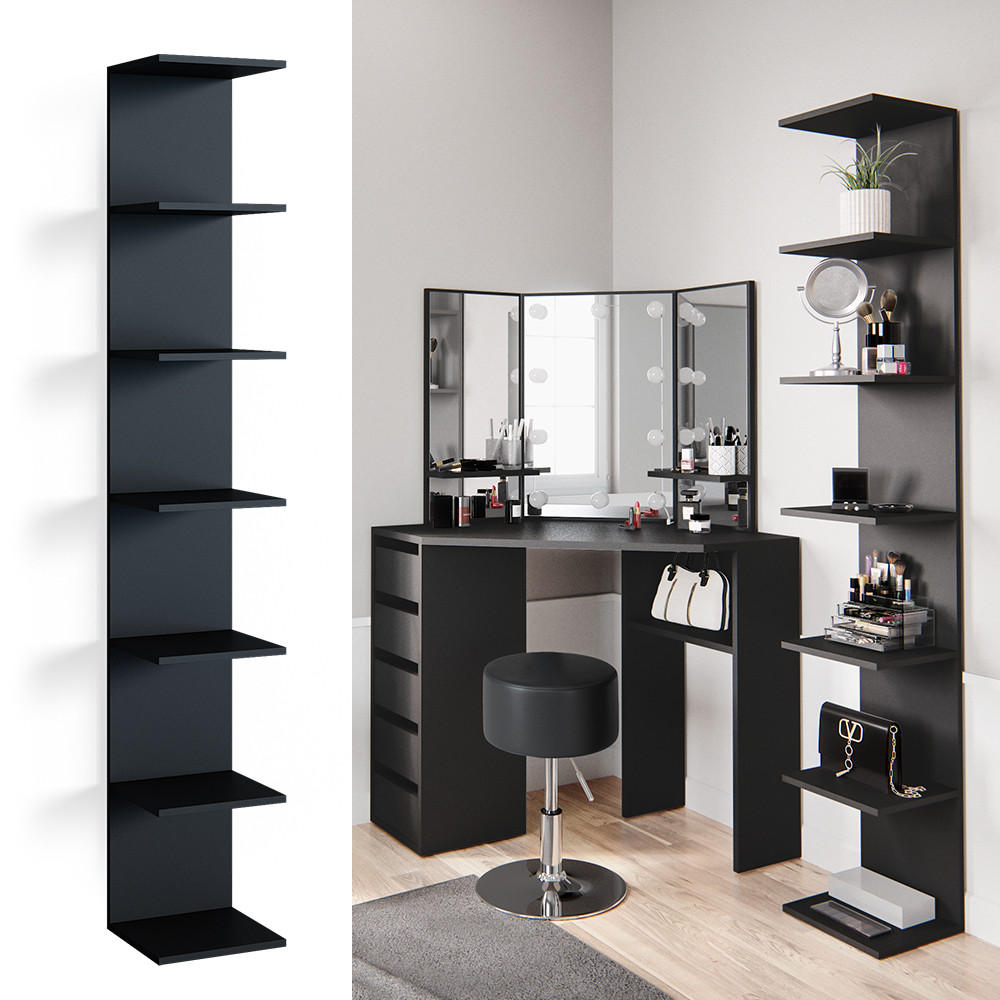 WANDREGAL Paolo Schwarz 30 x 190 cm - Schwarz, Holzwerkstoff (30/190/28cm) - Vicco