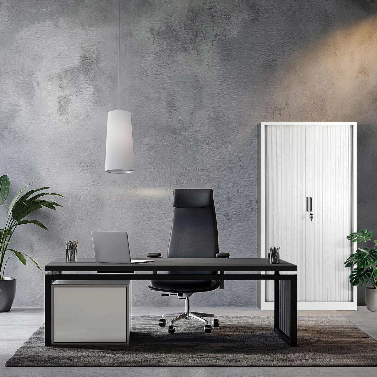 ROLLADENSCHRANK DAMIAN - Weiß, Metall (90/185/45cm) - Jan Nowak