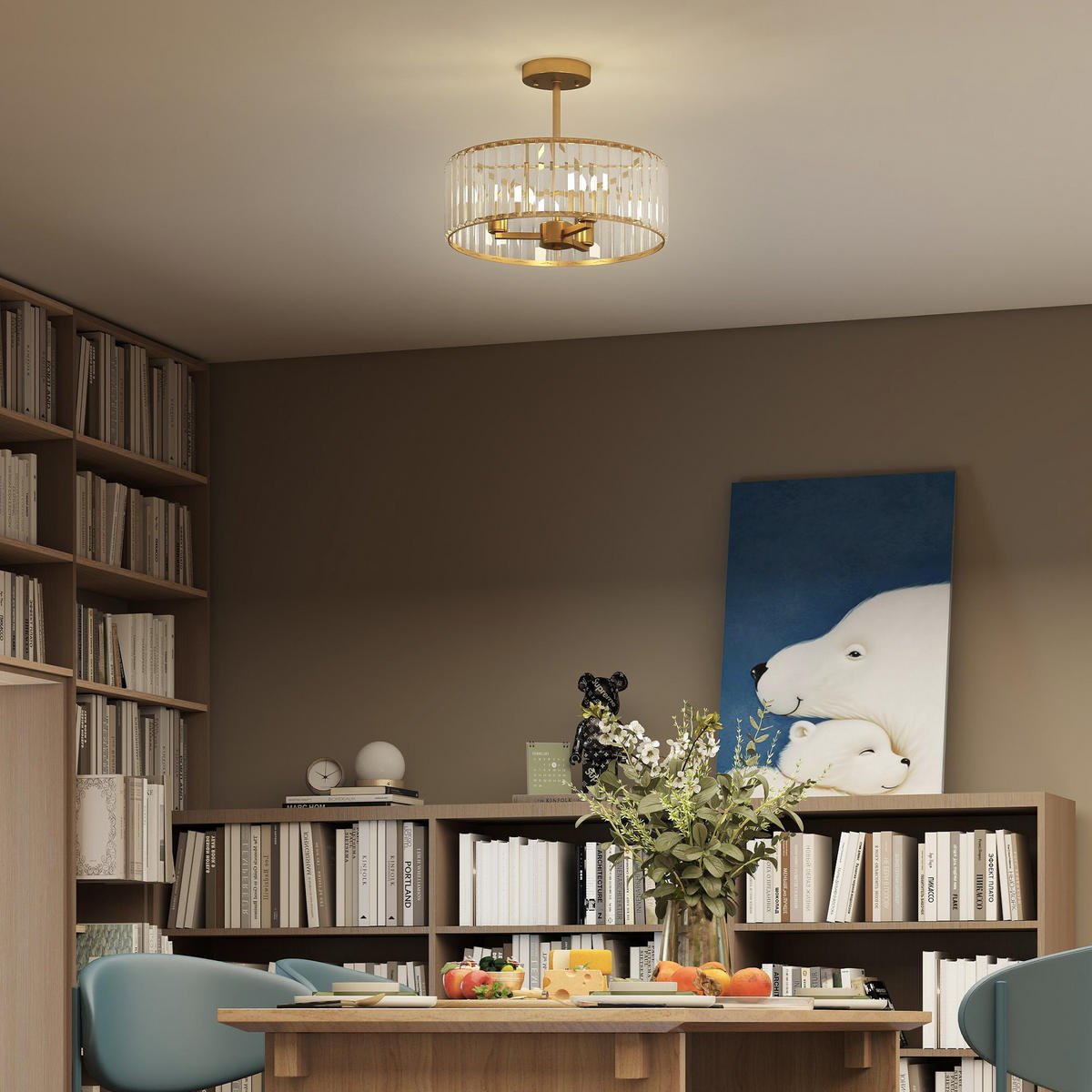 Deckenleuchte Metall Kristall Gold - Goldfarben, Metall (39/39/32cm) - HOMCOM