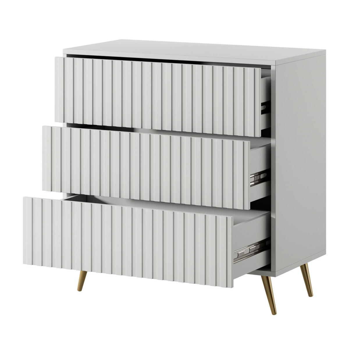 SIDEBOARD Bello weiß mit goldenen Beinen, 79 cm - Goldfarben/Weiß, Holzwerkstoff/Metall (79/78/38cm) - Selsey