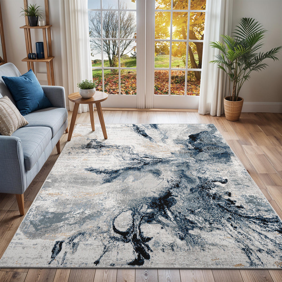 KURZFLORTEPPICH 160/220 cm Grau - Blau/Grau, Naturmaterialien/Textil (160/220cm) - LIVABLISS