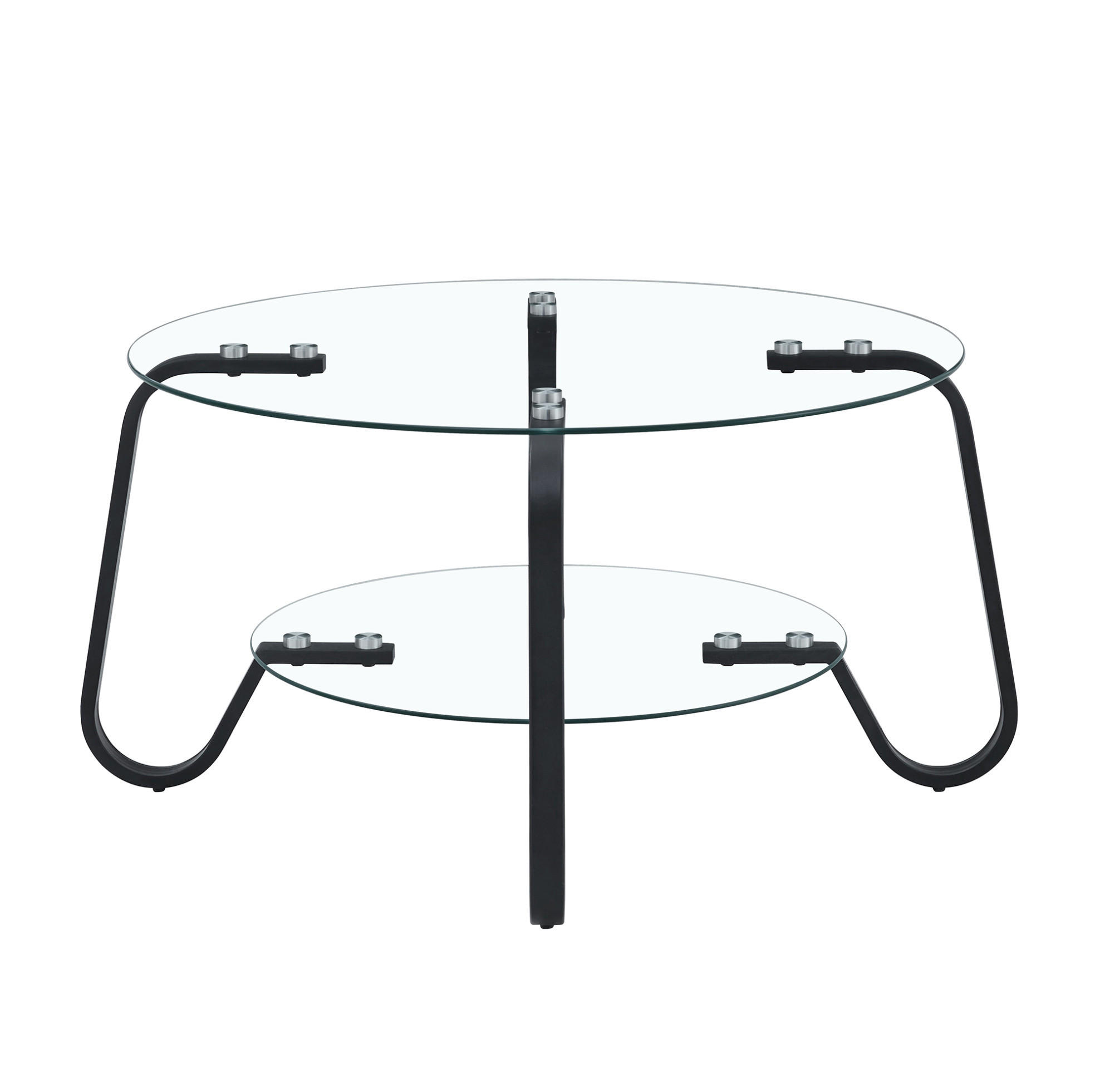 COUCHTISCH aus Metall in Transparent Ø80x45 cm mit 2 Ebenen - Transparent, Metall (80/80/45cm) - Modfu