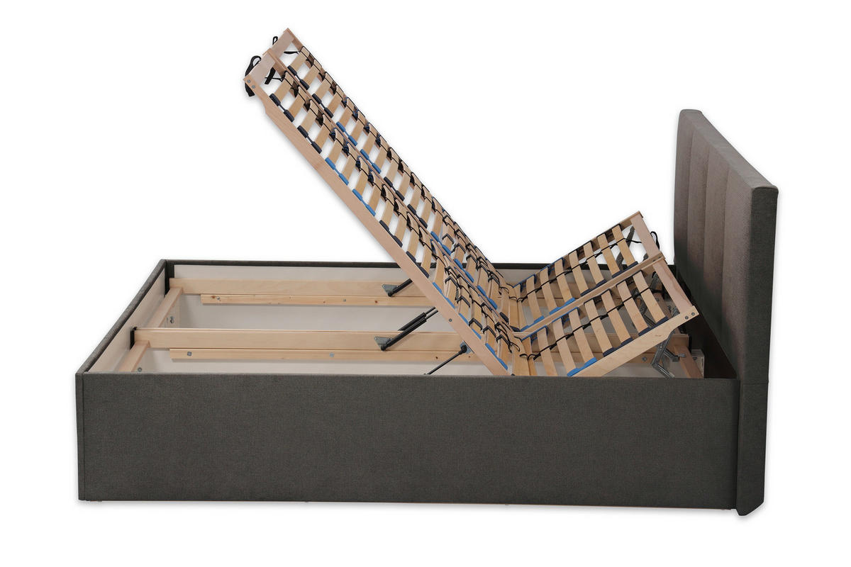 POLSTERBETT Dalas Anthrazit 160 x 200 x 40 cm Bettkasten Mit hochwertiger Matratze H3 (bis 120 kg) und Lattenrost - Anthrazit, Holz (160/200cm) - Halmon Schlafkomfort Betten 