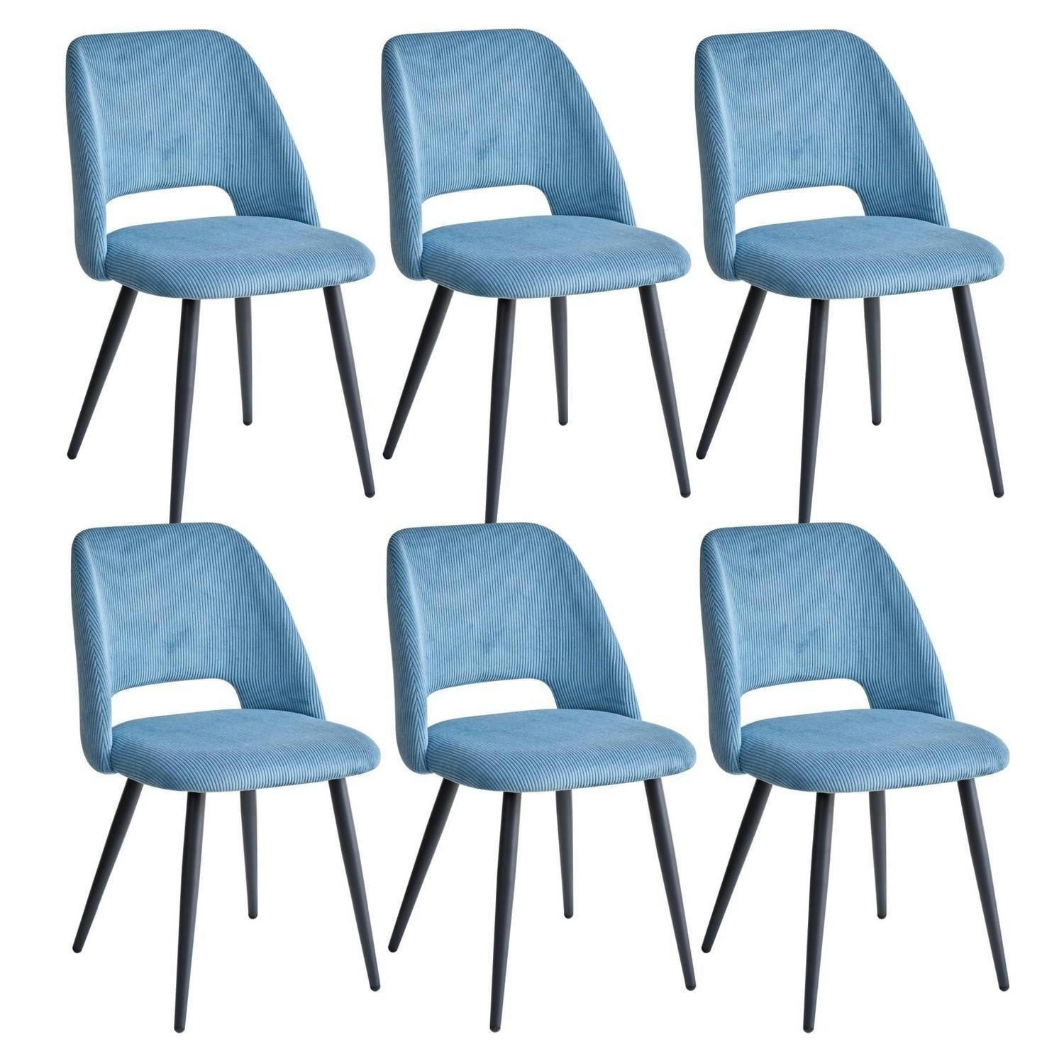 ESSZIMMERSTUHL 6er-Set Cord Blau - Blau, Textil (43/80/45cm)