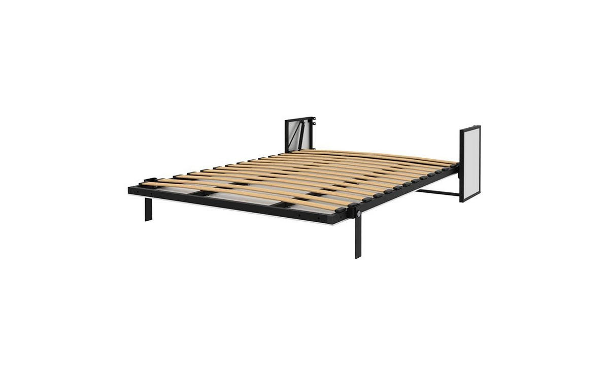 SCHRANKBETT Morphy Studio Modulares SizeFlex- und TypeFlex-System - 140x200, Vertikal - Schwarz, Metall (140/200cm) - WallBedKing