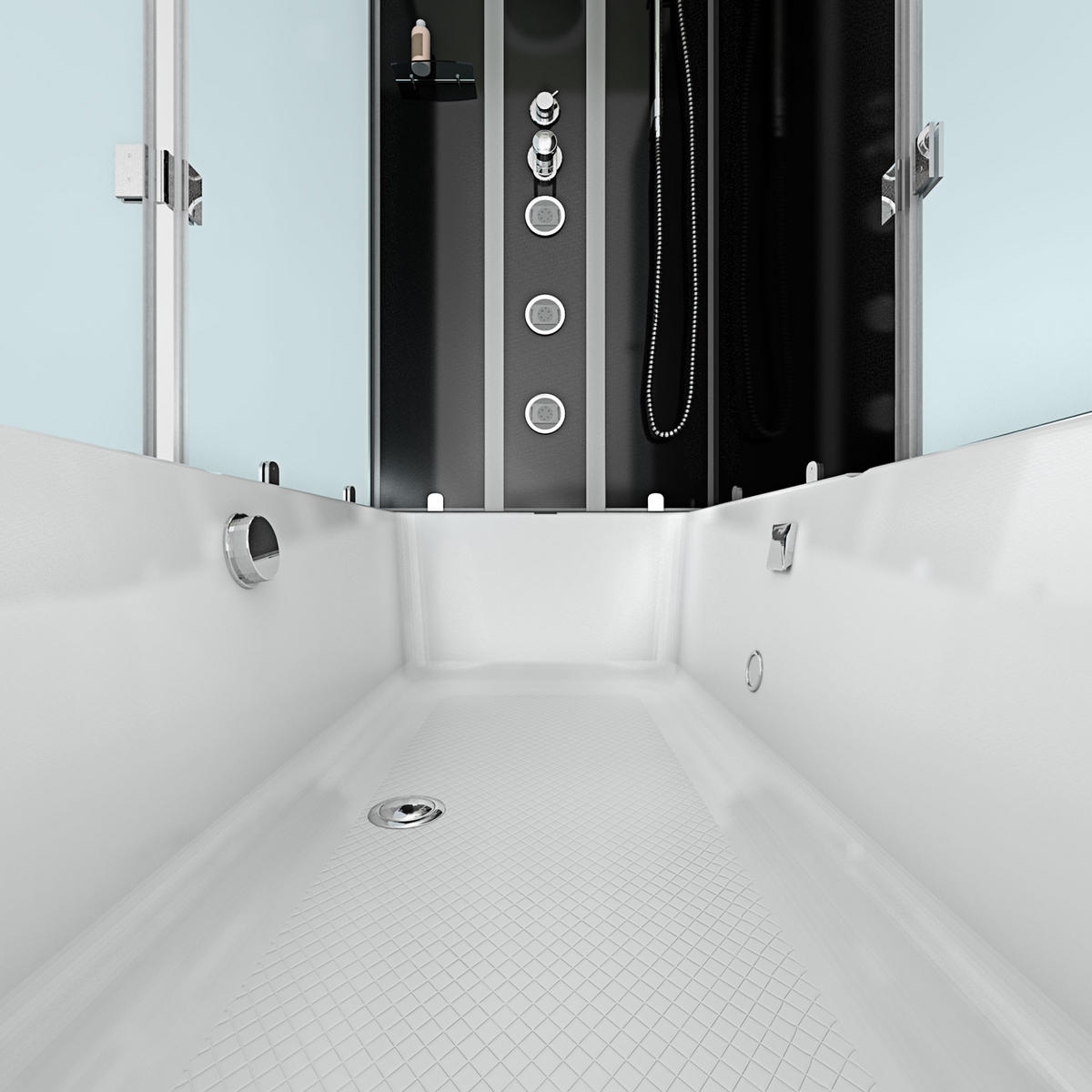 DUSCHE Wanne Kombination K05-R30-EC 90x180 - Schwarz, Glas/Kunststoff (180/225/90cm) - AcquaVapore by Sandra Jentho