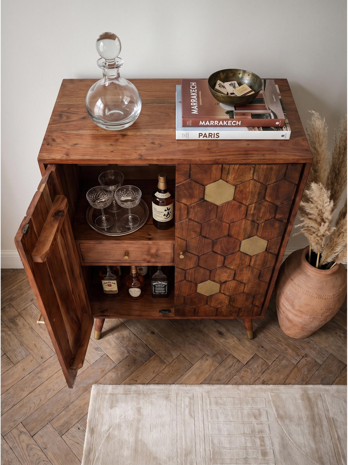 HAUSBAR ARENZANO, Akazie Massivholz, Dunkelbraun, 75 x 46 x 96 cm - Dunkelbraun/Braun, Akazienholz/Holz (75/96/46cm) - KADIMA DESIGN
