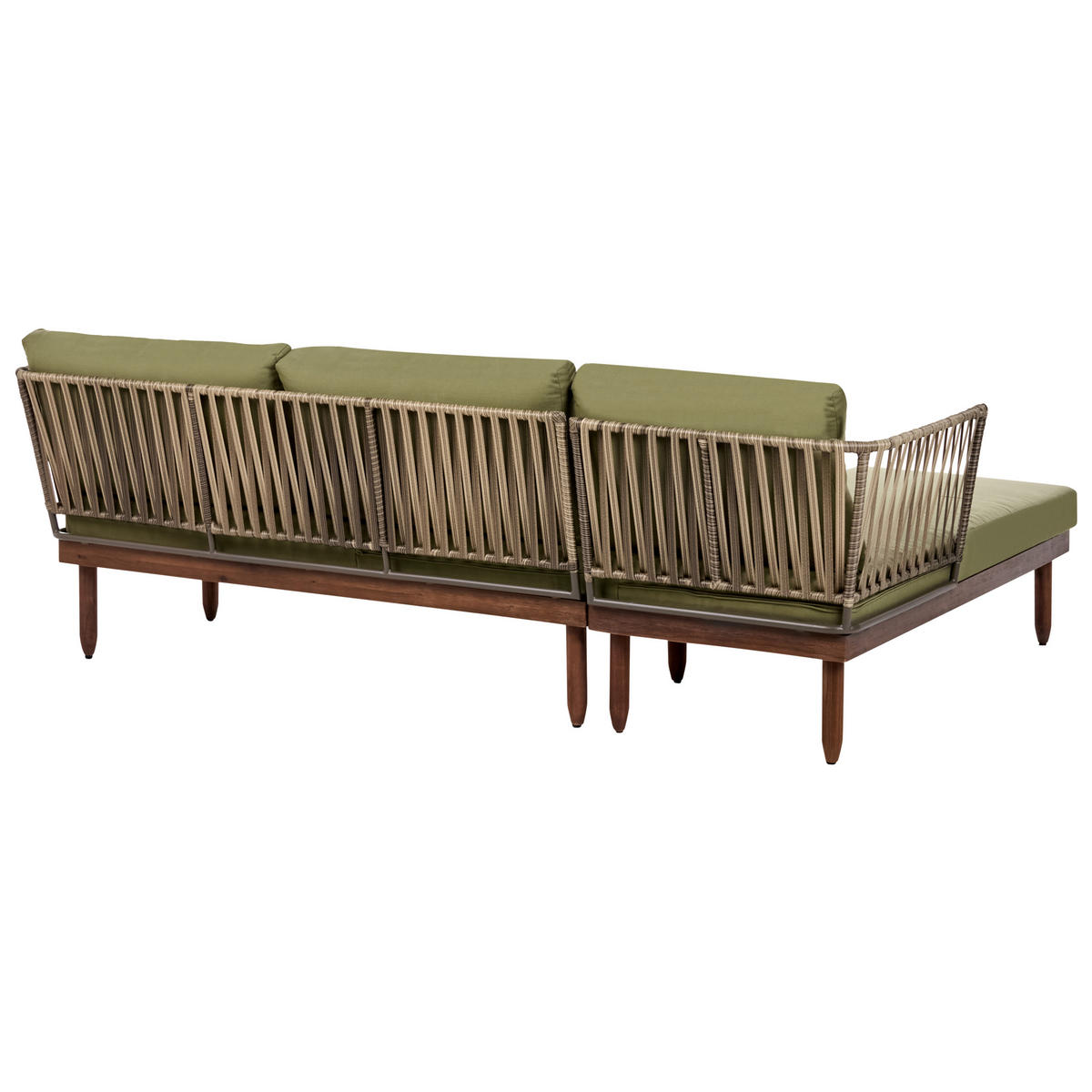 LOUNGE-SET mit Tisch 4-Sitzer Akazienholz rechtsseitig Dunkelbraun/Grün Cremona - Braun/Grün, Holz - Beliani
