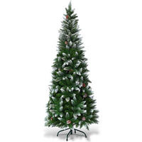 WEIHNACHTSBAUM schneebedeckte Tannenform mit Metallständer 180 cm grün - Grün, Metall (180cm) - COSTWAY