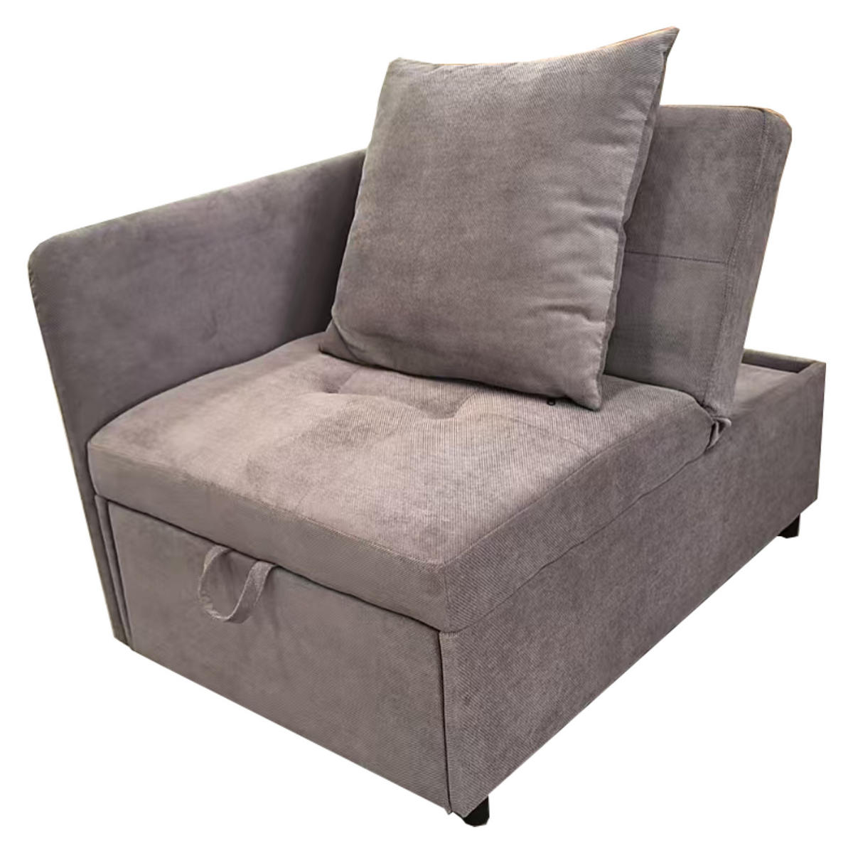 SCHLAFSOFA Leinenstoff mit 5-fach verstellbarer Rückenlehne Grau 177/68/65 cm - Graubraun, Textil (68/65/177cm) - Redom