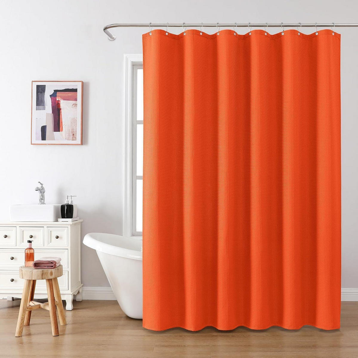 DUSCHVORHANG Waffelstoff Orange 182 x 198 cm - Orange, Textil (182/198cm)