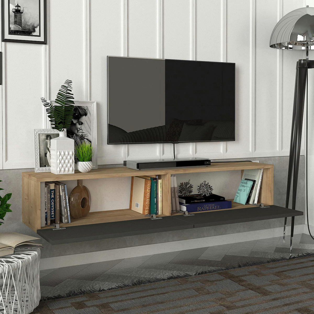 TV-ELEMENT Toivakka - Anthrazit, Holzwerkstoff (135/25/31cm) - [en.casa]
