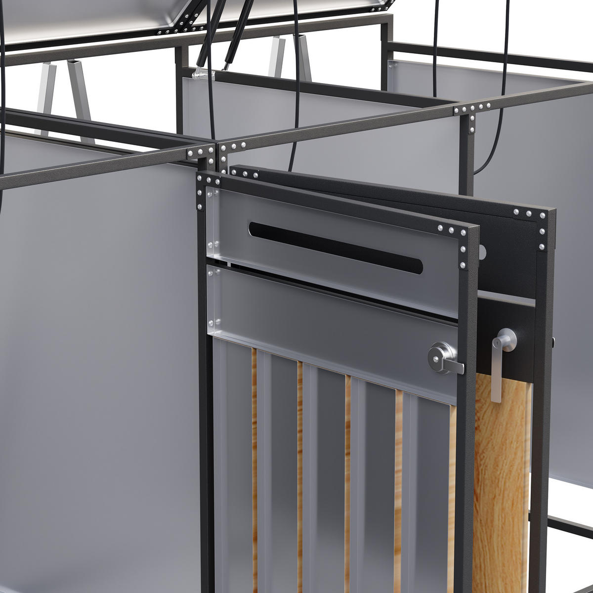 MÜLLTONNENBOX 4er Holzoptik hydraulisch abschließbar - Schwarz, Metall (79/116/262cm) - FLIEKS