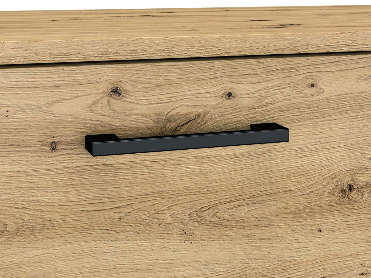 KOMMODE – 120 cm – Nevio – Schwarz / Eichefarben – KM-021 - Eichefarben/Schwarz, Holzwerkstoff (120/94/34cm) - hi-markt