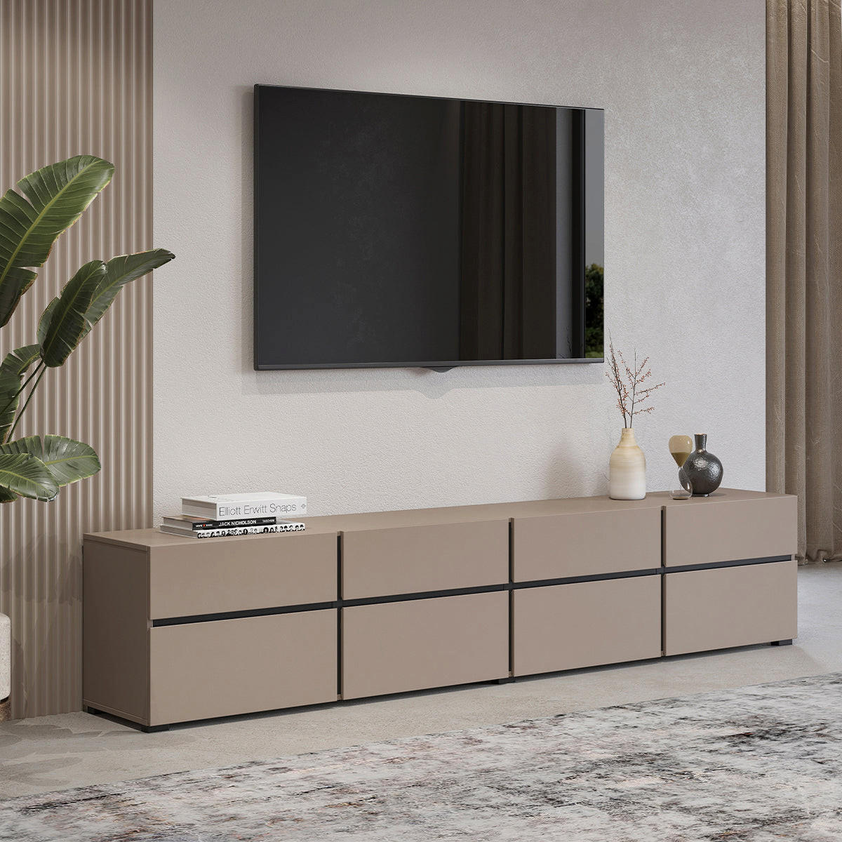 TV STOLÍK Lilia Taupe - taupe, kompozitné drevo (225/48/40cm) - Petits-meubles