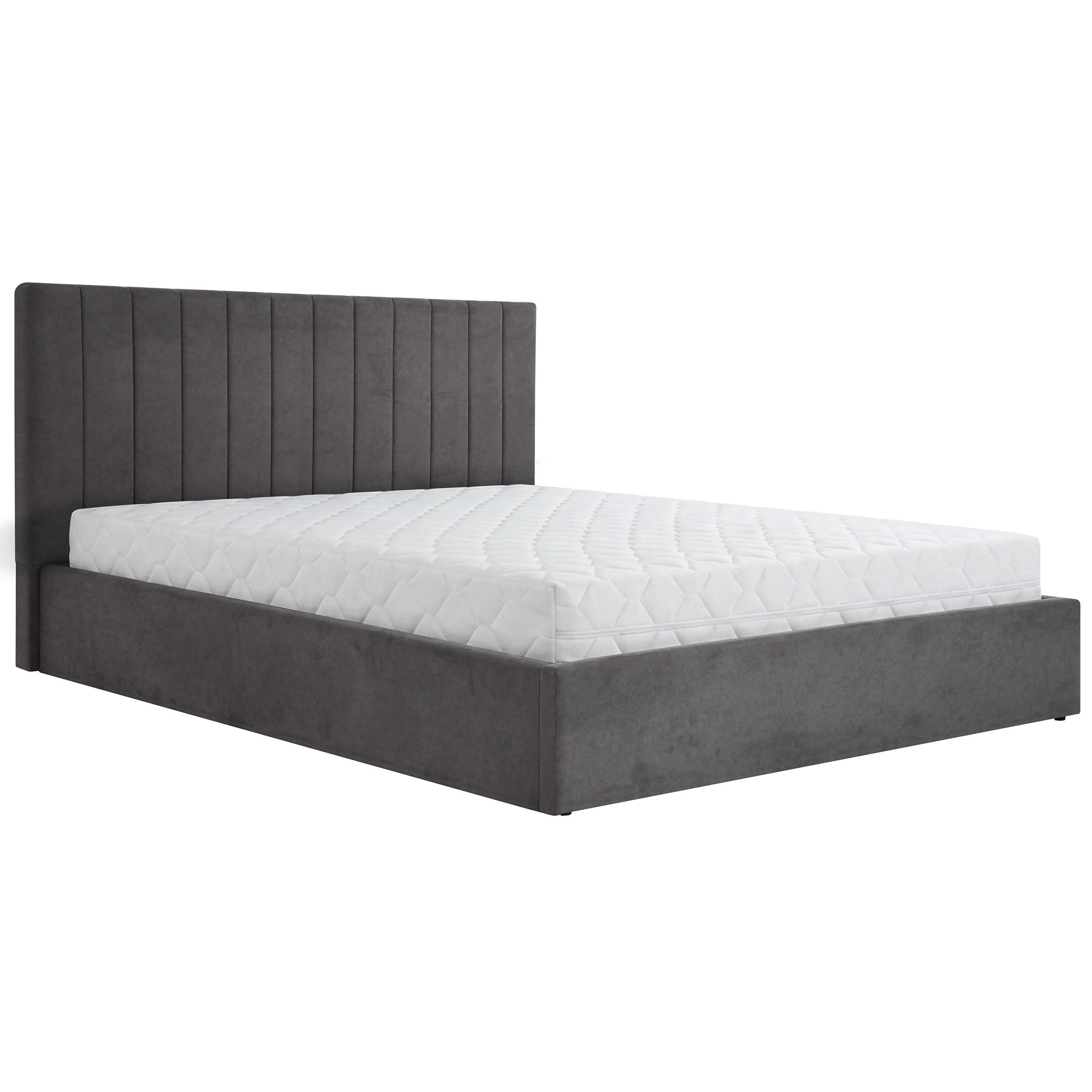 POLSTERBETT Melvio Doppelbett 180x200 cm mit Bettkasten und und Taschenfedernmatratze 26 cm, Dunkelgrau - Dunkelgrau, Textil (180/200cm) - Beautysofa