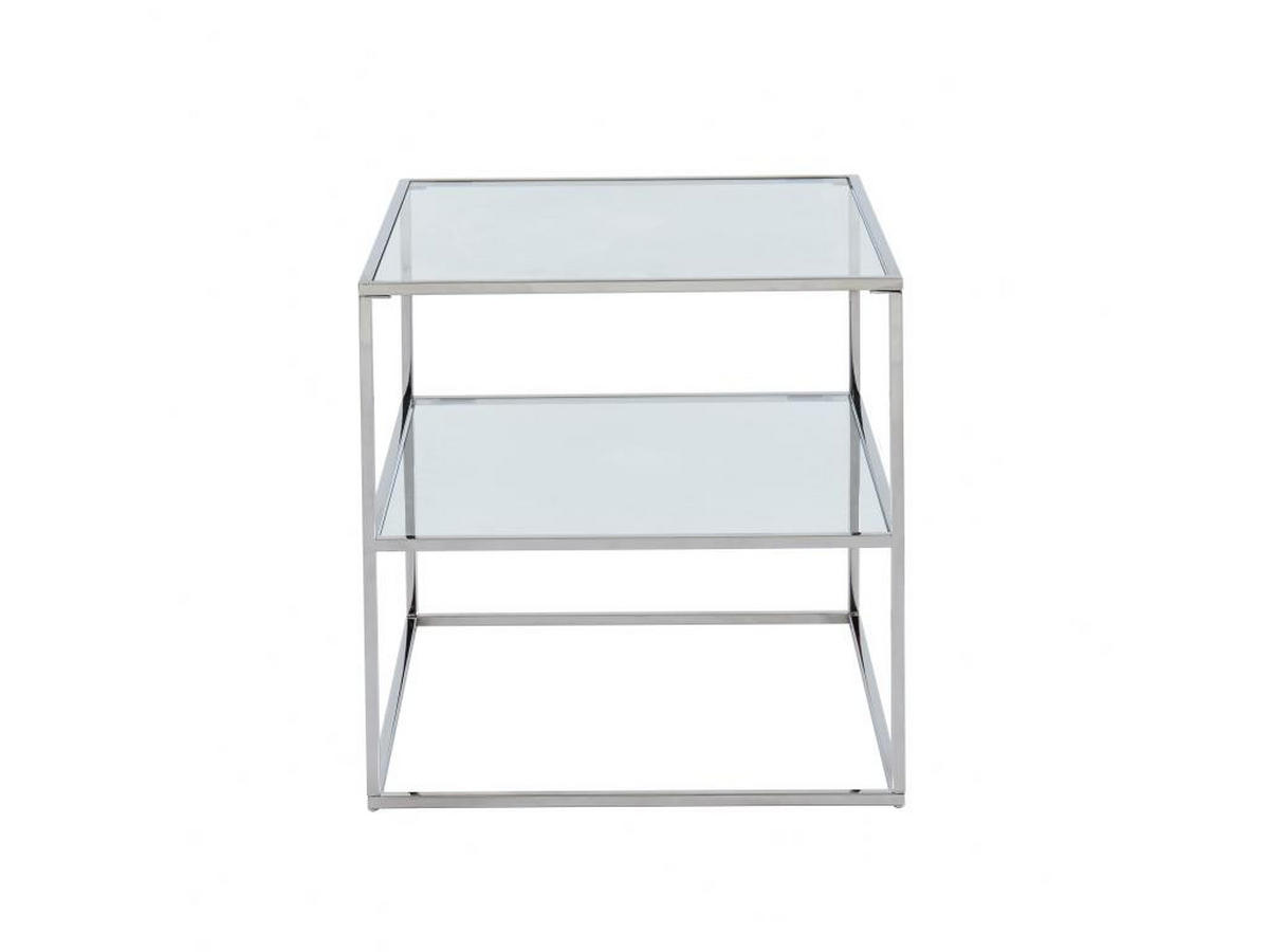 2ER-SET Nachttische mit 1 Ablage - Glas & Stahl - Silberfarben - KOHANA - Silberfarben, Metall (50/50/50cm) - Vente-Unique