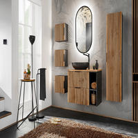 BADMÖBEL-SET 9 Teile - Xilo X BM05 - in Wotan Oak/Gray Rock - Eiche Wotan/Schwarz, Holz/Metall (80/140/46.5cm)