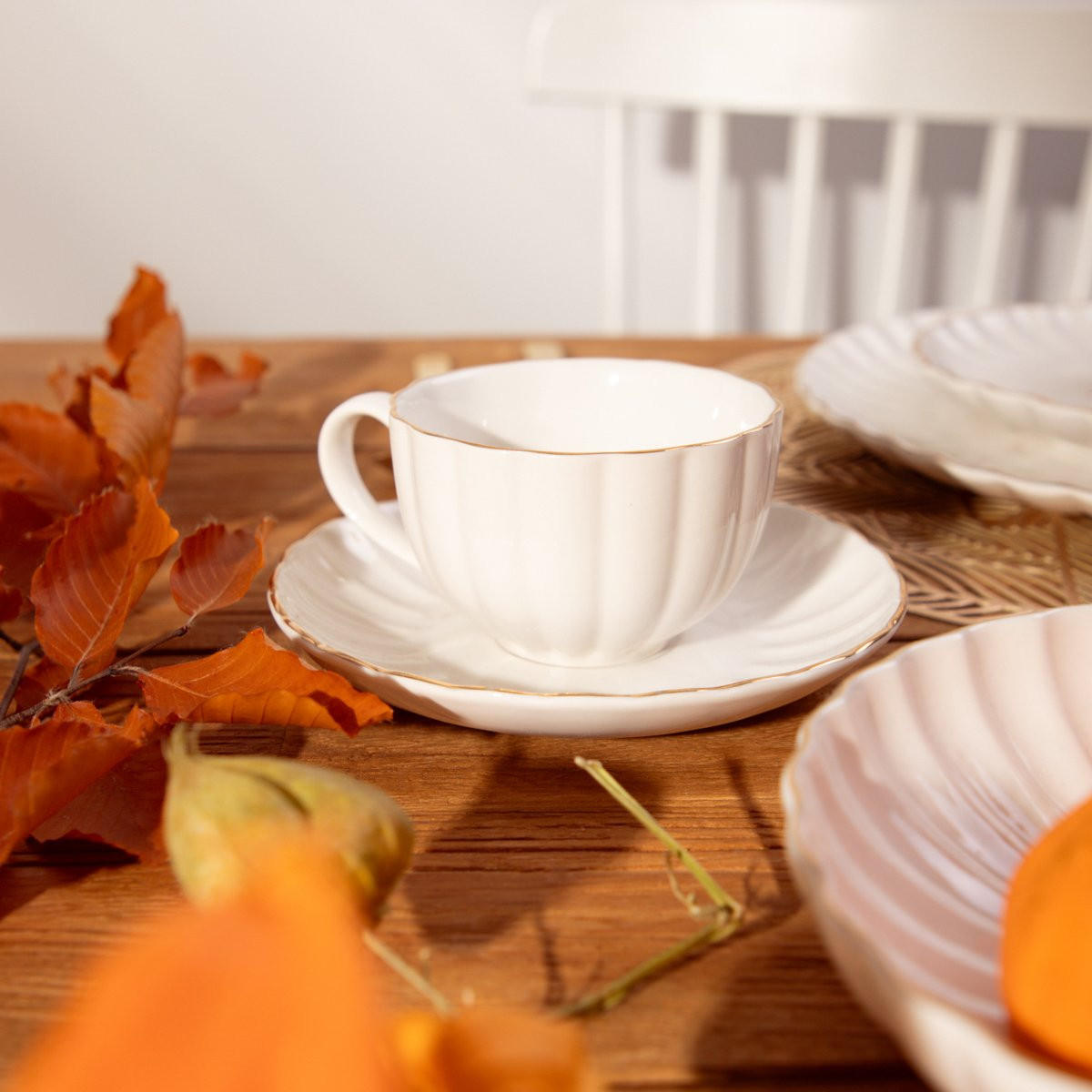 TASSE Melida mit Untertasse 0,2 l 6-er Set - Weiß, Keramik (0.2L) - Homla