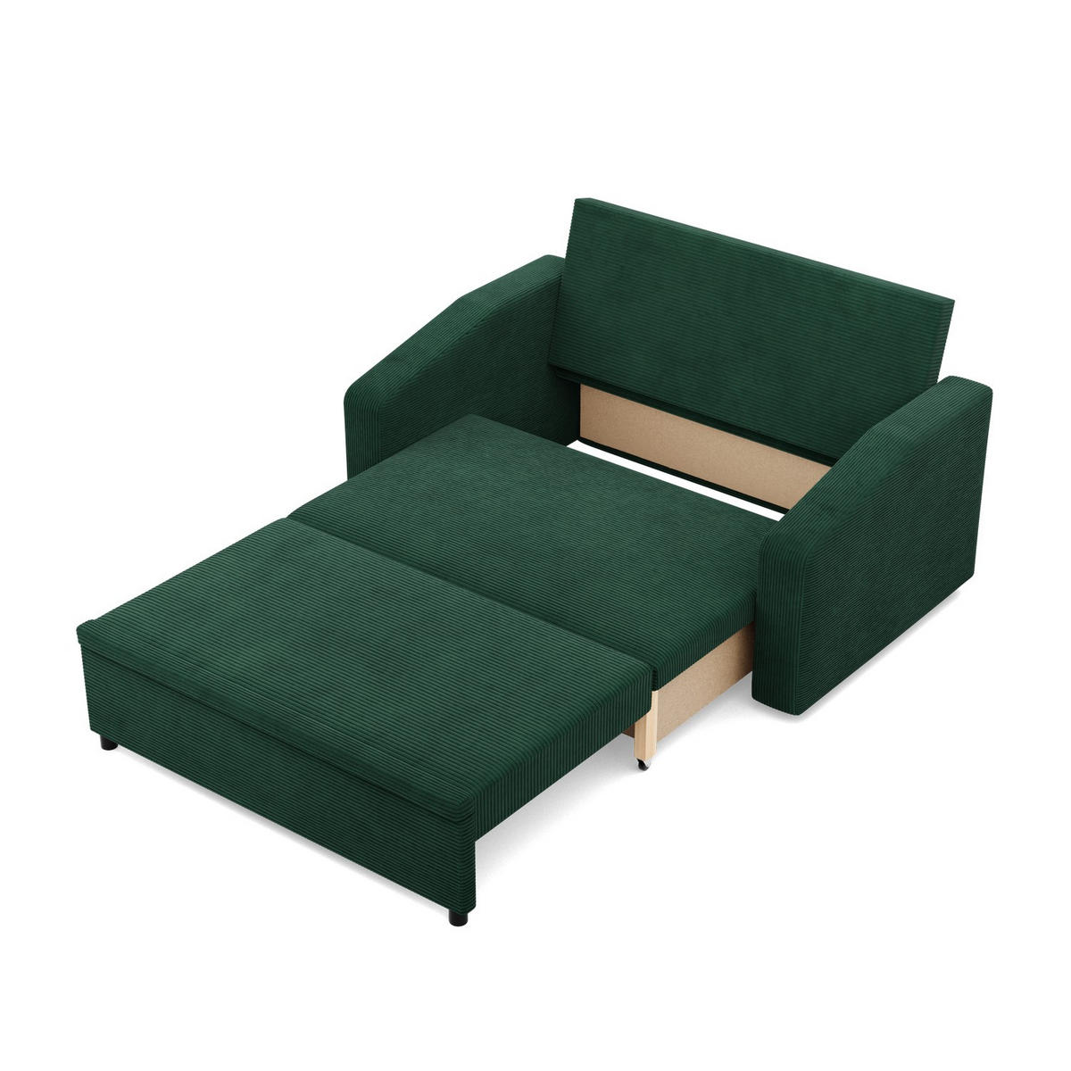 SOFA 2-SITZER MIT SCHLAFFUNKTION NEO, Cord - Dunkelgrün - Smaragdgrün, Textil (148/90/87cm) - Mebligo