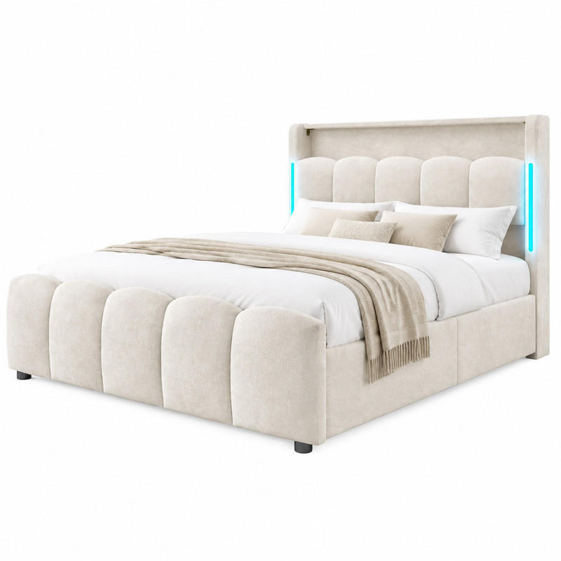 Beauniv Polsterbett Beige 140x200 cm