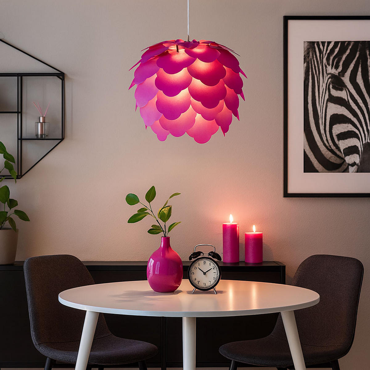 LED HÄNGELEUCHTE FILETTA Rosa Kunststoff - Rosa, Metall (42/42/110cm)
