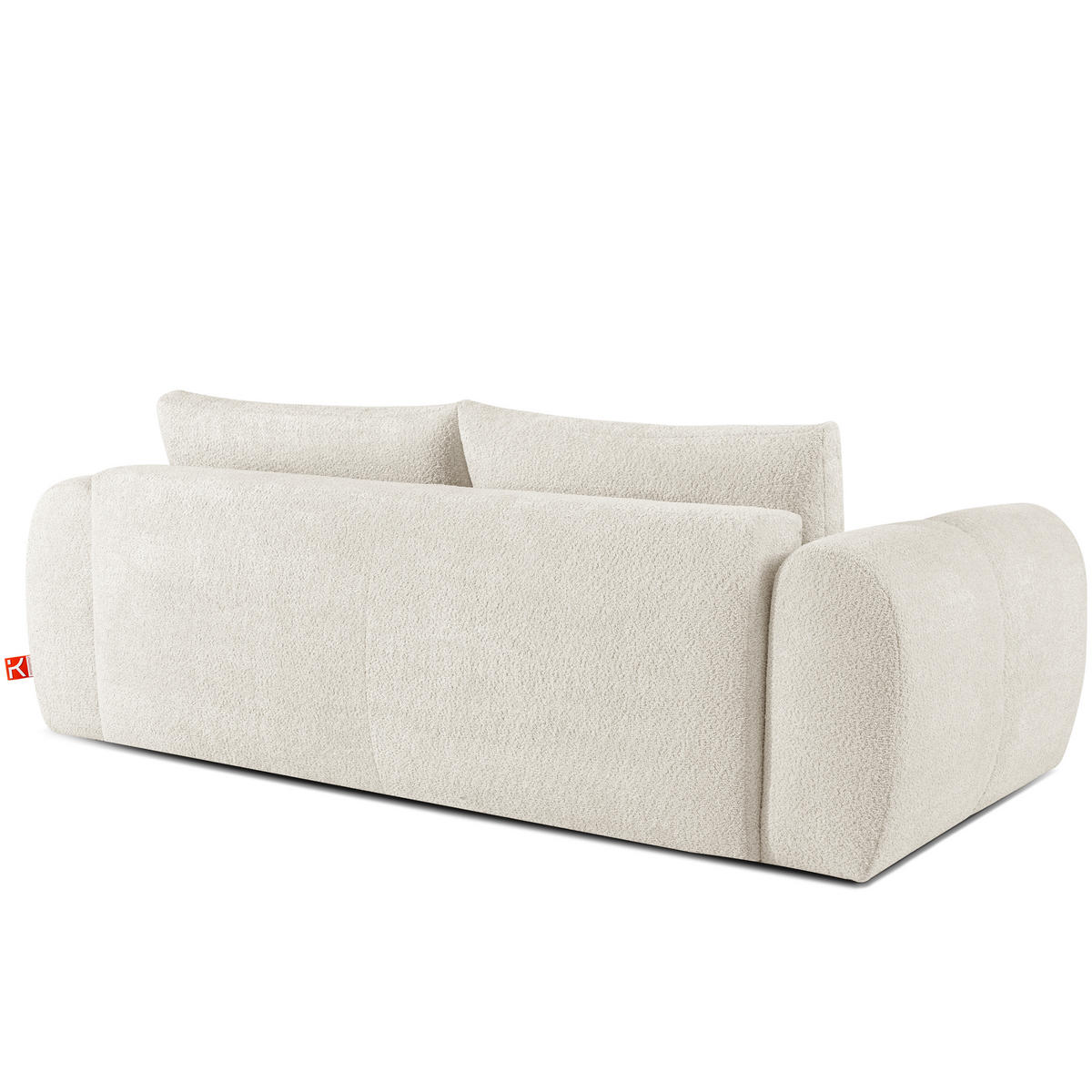 SOFA LIRA mit Pouf, Weiß, Bouclé - Weiß, Holz/Holzwerkstoff (96/43/50cm) - KONSIMO®