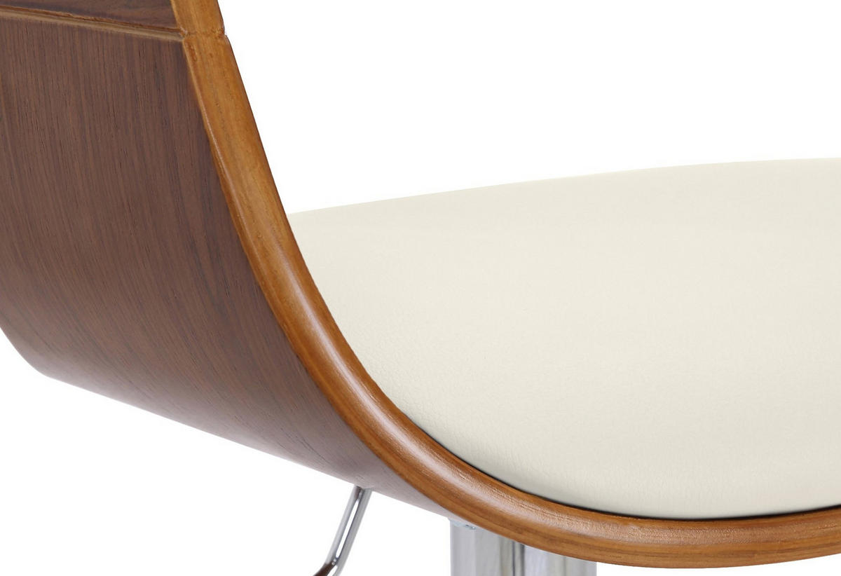 BARHOCKER Kingston Kunstleder 88-102 cm walnuss/weiß - Weiß, Leder (50/88/48cm) - furnicato