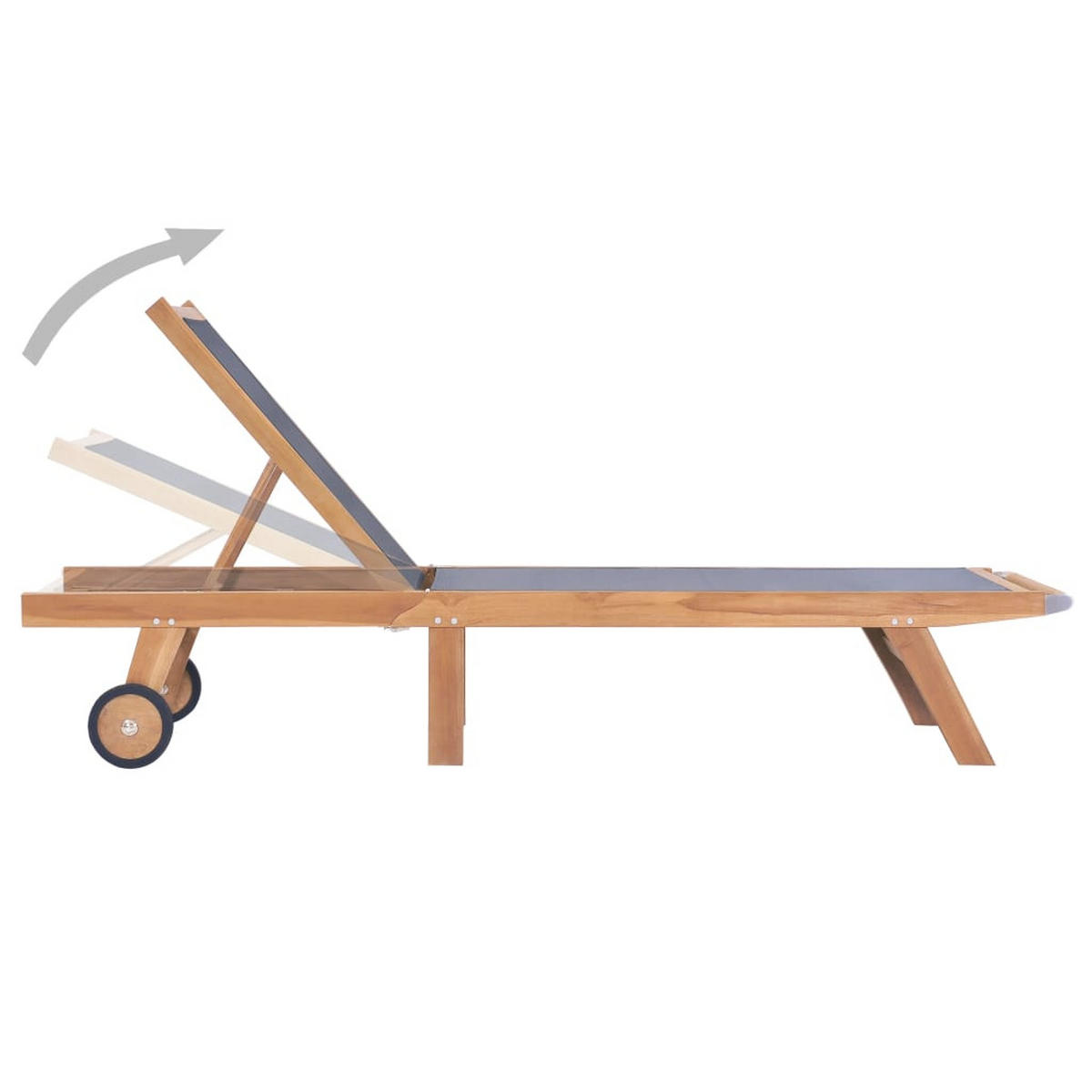 SONNENLIEGEN Klappbar mit Rollen 2 Stk. Teakholz Textilene - Braun, Holz (60/35/206cm) - furnicato