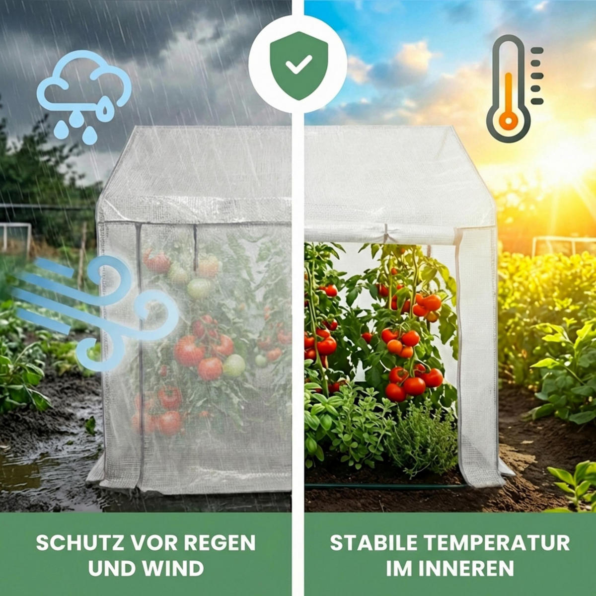 GEWÄCHSHAUS in Hausform, Weiß, 200x140x200 cm - Weiß, Metall (200/200/140cm) - Akord