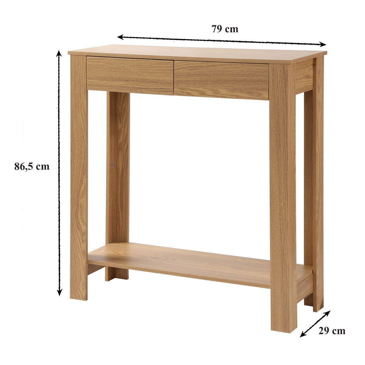 KONSOLE mit 2 schubladen in eichenoptik 79/29/86,5 cm - Apfelbaumfarben, Holzwerkstoff (79/29/86.5cm) - Calicosy