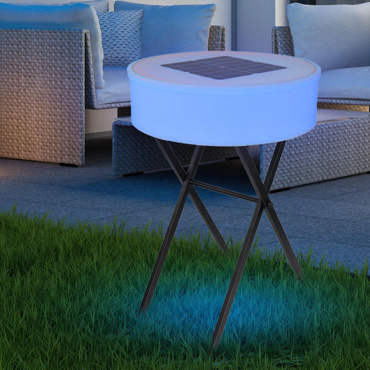 LED AUSSENLEUCHTE Solar Weiß Opal - Weiß, Metall (53/53/75cm) - Globo Lighting