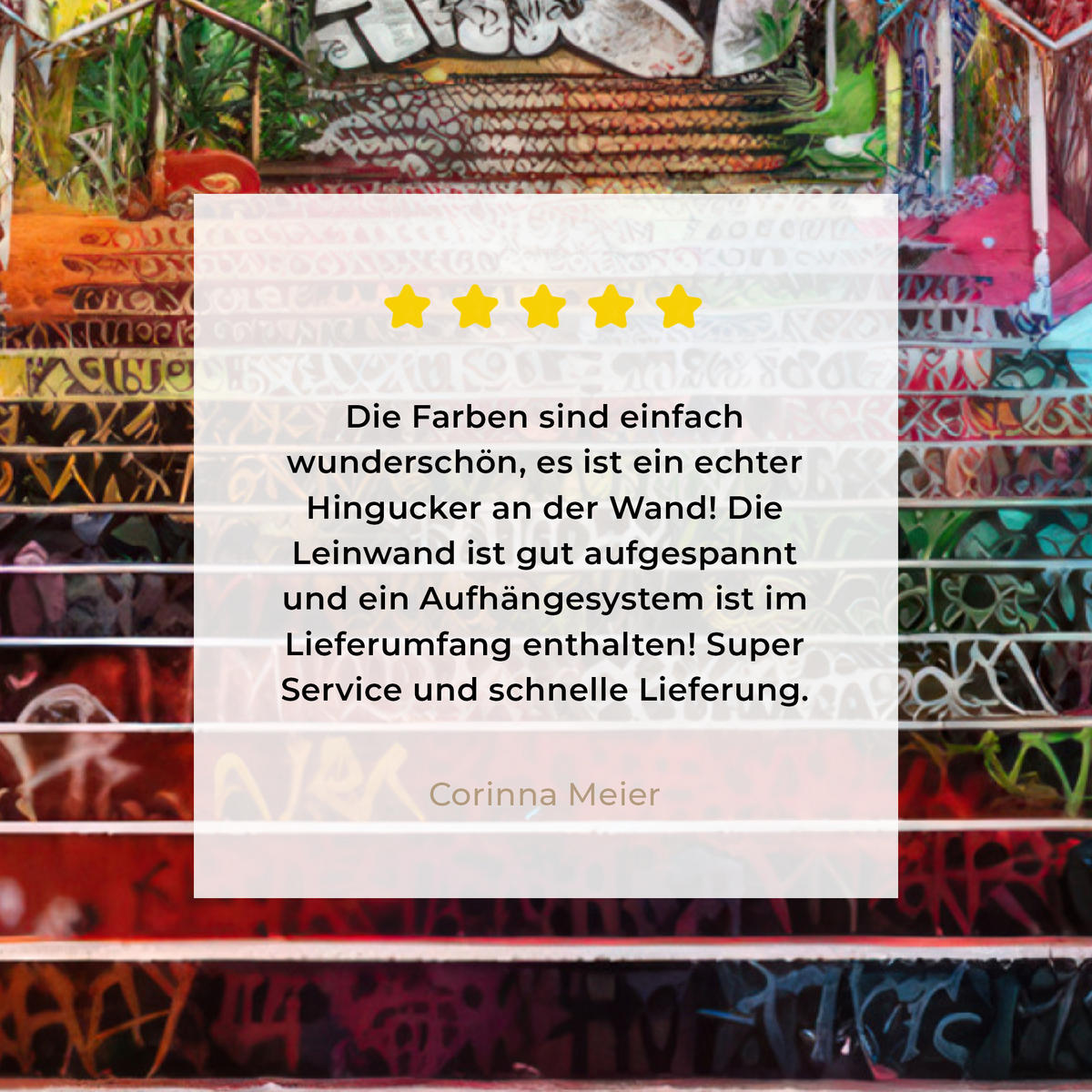 LEINWANDBILD Treppe - Graffiti - Farben - Kunst 30x40 cm - Multicolor, Textil (30/40cm) - MuchoWow