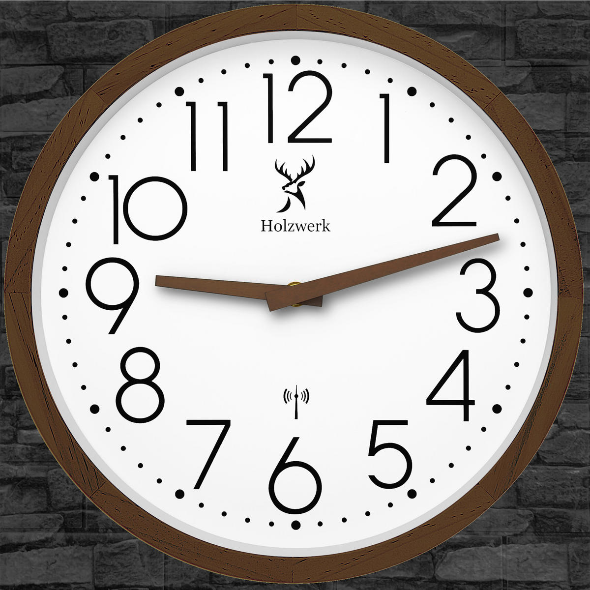 WANDUHR Holz Designer KRONBERG (FUNK) Loft Wand Uhr, braun, weiß - Dunkelbraun, Glas/Holz (30/30/4.2cm) - Holzwerk