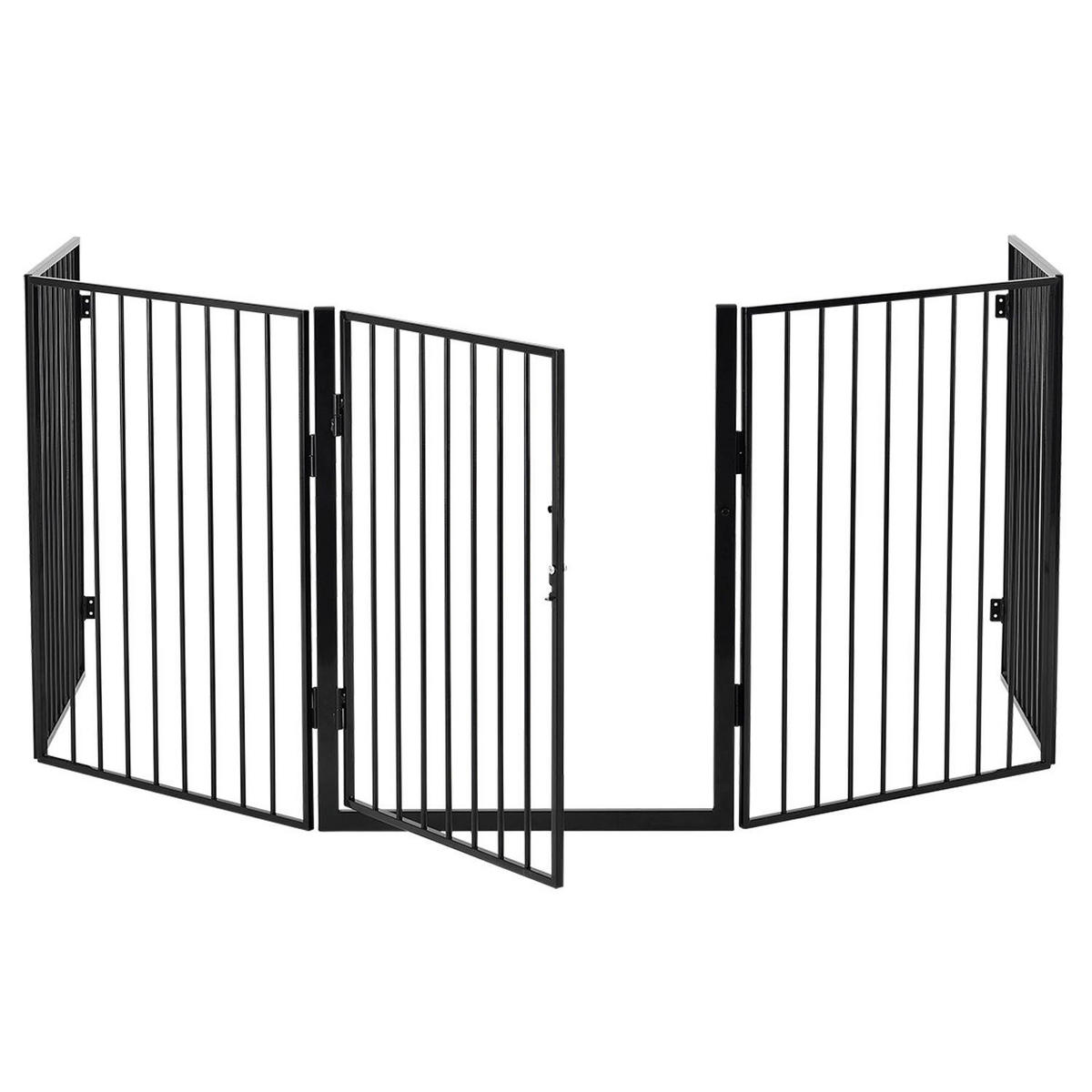 KAMINSCHUTZGITTER 300 cm - Schwarz, Metall (60/76/303cm) - Juskys