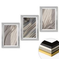 WANDBILDER 3er Set - 20x30 cm Silberner Rahmen - Nahaufnahme von natürlichen Boho-Stoffen - Silberfarben, Kunststoff (20/30cm) - ArtPrintCave