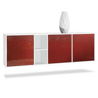SIDEBOARD Cuba Türen in Bordeaux Hochglanz - Bordeaux, Holzwerkstoff (182/53/35cm) - Vladon