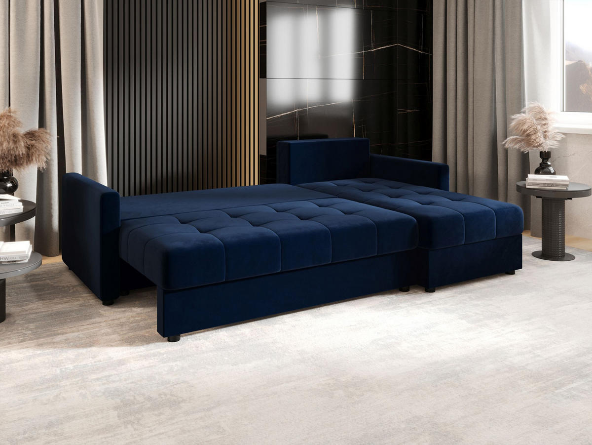 ECKSOFA MOS L BIS Itaka 11 Rechts mit Schlaffunktion - Dunkelblau, Textil (220/143cm) - Bedante