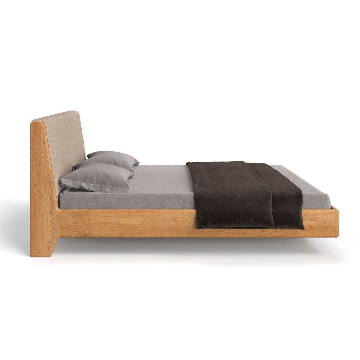 MASSIVHOLZBETT Lumo aus Eiche 200x220 cm, Storm 06 - Eichefarben/Beige, Holz (200/220cm) - Danzz