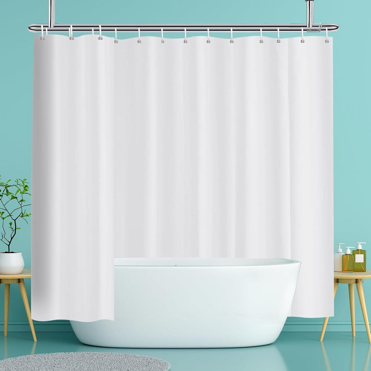 DUSCHVORHANG Weiß 240/200 cm Wasserabweisend Schimmelresistent - Weiß, Kunststoff (240/200cm) - MCBOSON