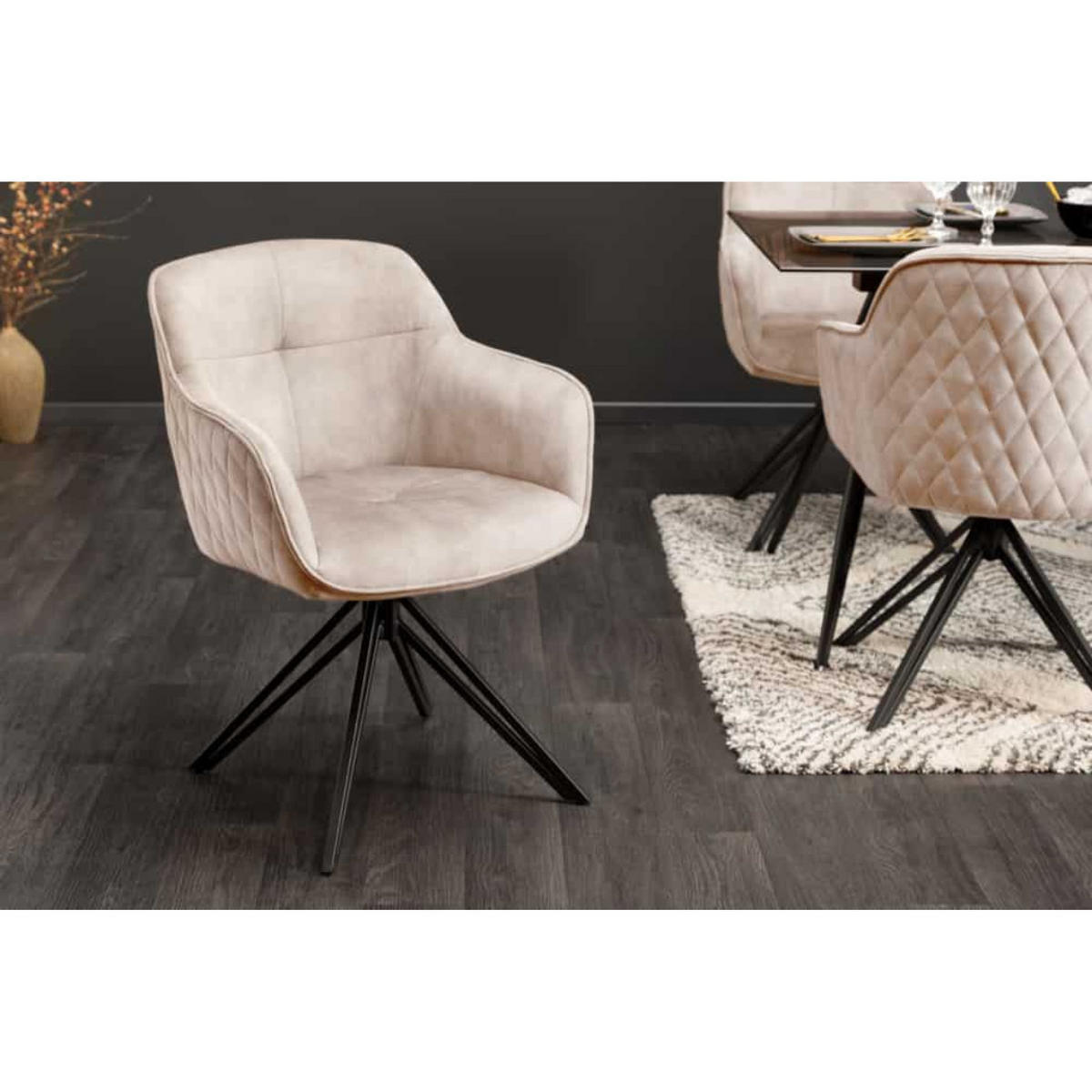 ARMLEHNSTUHL EUPHORIA Samt Champagner - Champagner/Schwarz, Kunststoff/Metall (58/60/60cm) - riess-ambiente