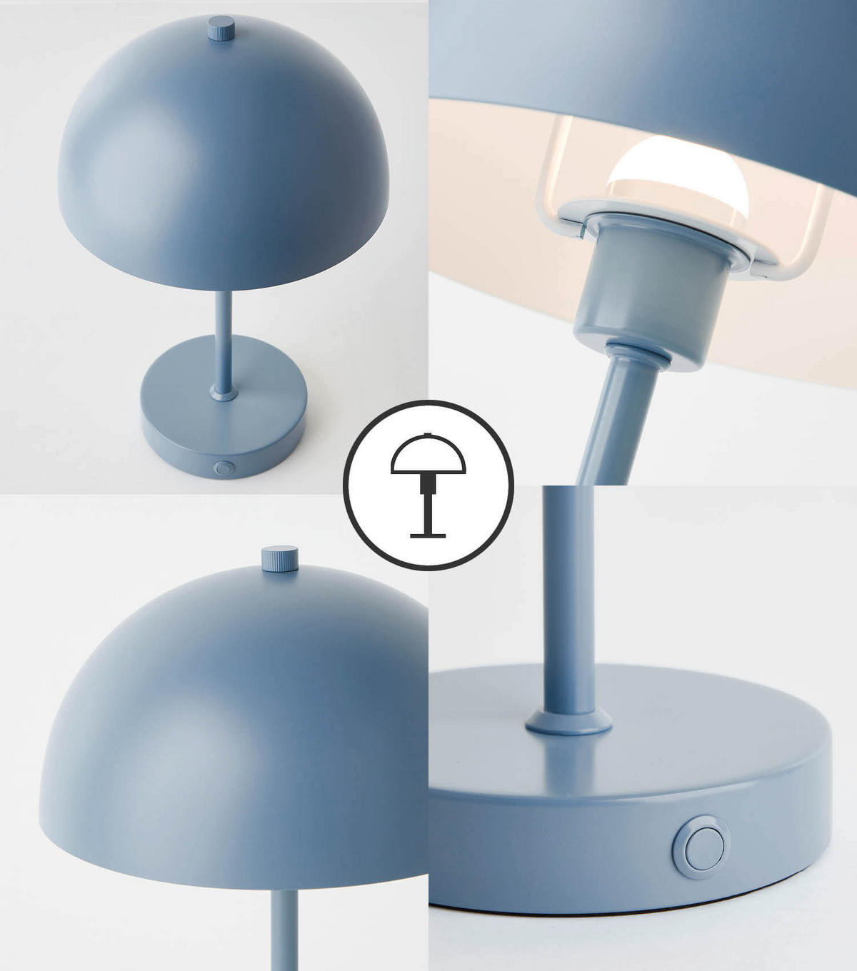 TISCHLAMPE KABELLOS Der Leuchtturm - Blau, Metall (20/20/31.5cm) - Mokebo