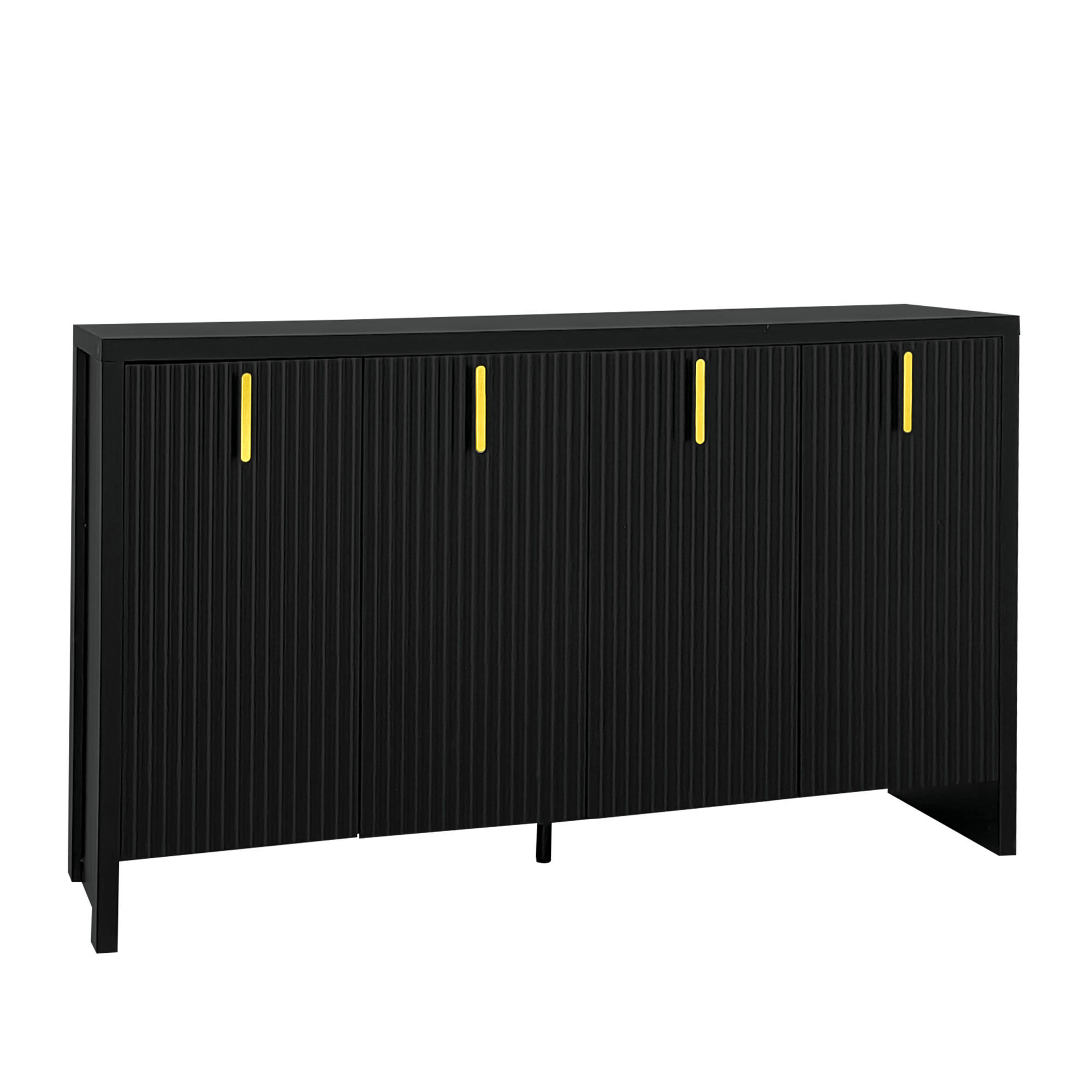 SIDEBOARD DE-38252 140/38/80 cm mit 4 Türen Schwarz - Schwarz, Holzwerkstoff (140/80/38cm) - ComfortXL