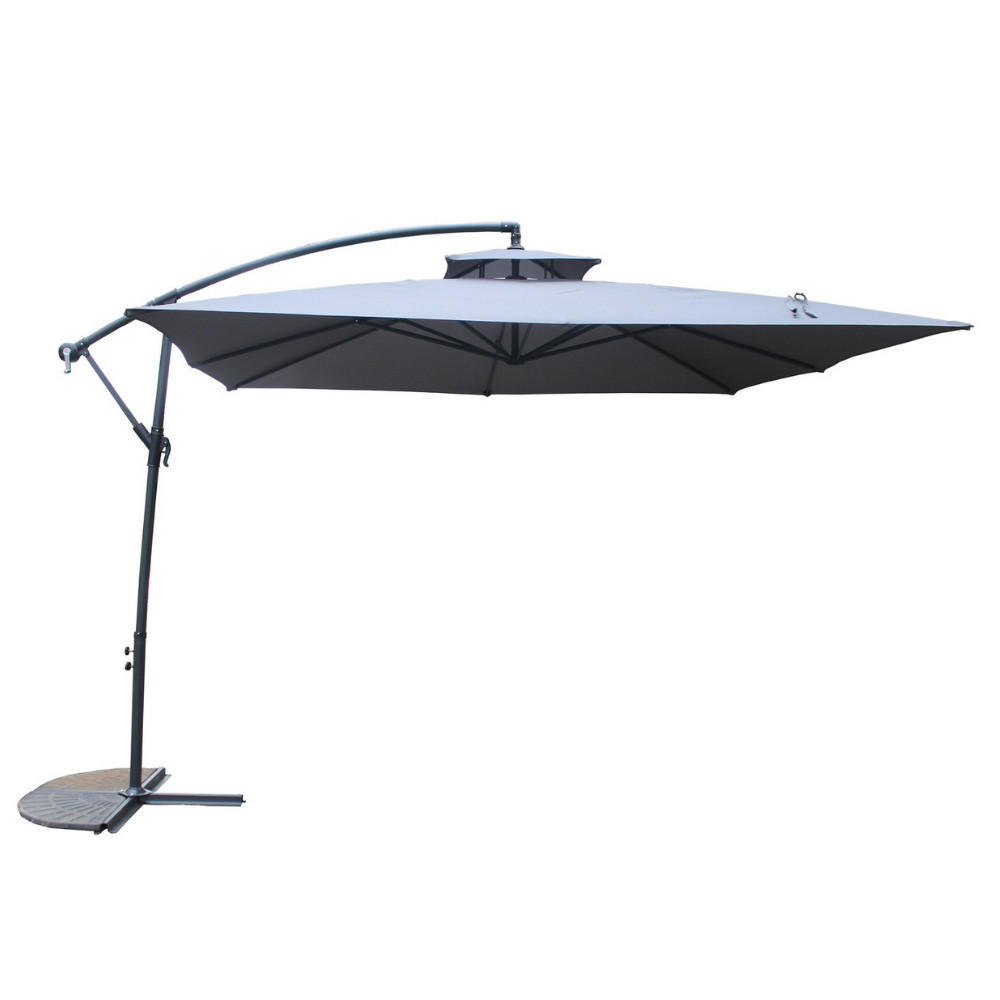 SONNENSCHIRM capri grau quadratisch 3 x 3 cm deportiert - Grau, Metall (300/300cm) - Concept Usine
