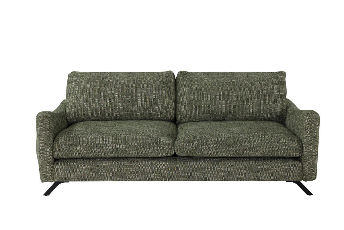 SOFA CLOUD mit schwarz Metallbeinen, Grün - Grün, Textil (235/98/107cm) - KS Home Concept